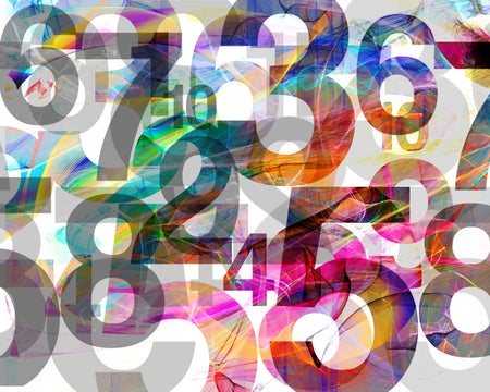 Graphic of various numbers different sizes and colors