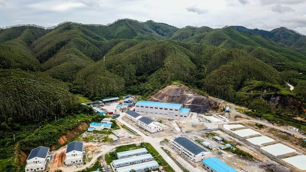 Aerial photograph taken on June 23, 2019, shows the construction site of the Jiangmen Underground Neutrino Observatory (JUNO)