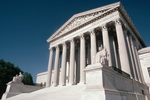 Supreme Court and steps with blue skies