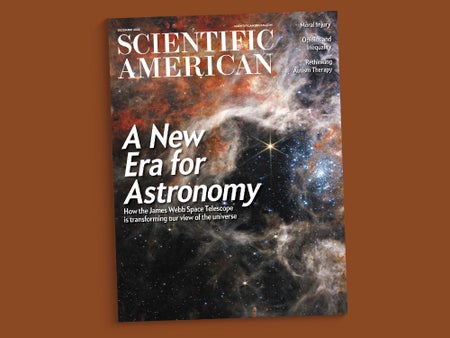 Cover of 大众科学 magazine showing stars and nebulae in deep space and the headline "A New Era for Astronomy"