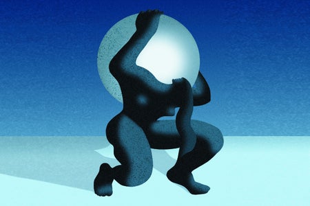 Silhouette of female body carrying a ball.