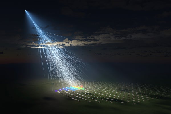 Illustration, Ultra-high-energy cosmic rays captured by the Telescope Array experiment on May 27, 2021, dubbed "Amaterasu"