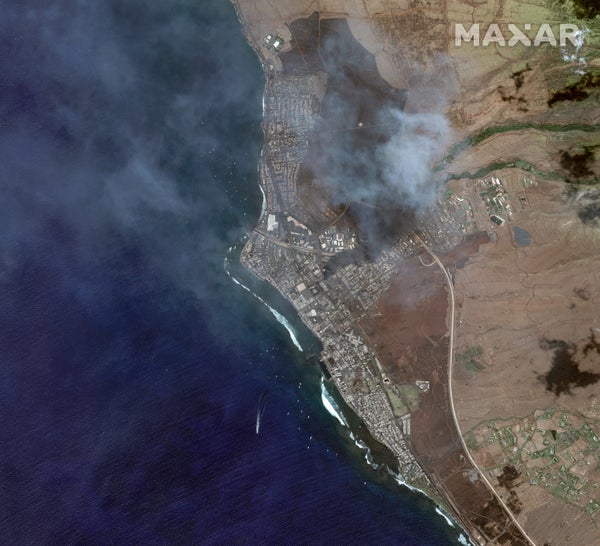 Satellite view of wildfire