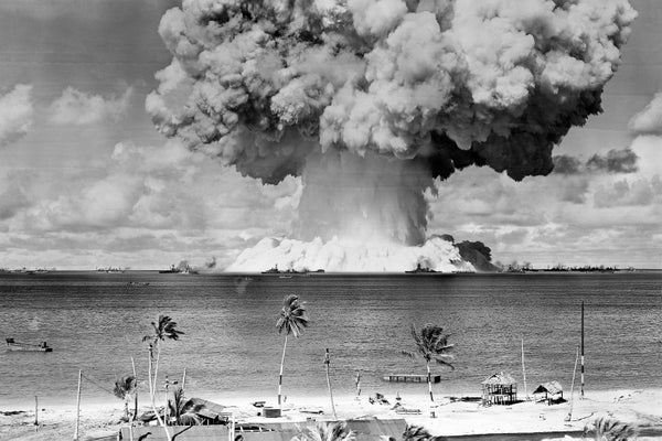 Nuclear bomb blasting from ocean.