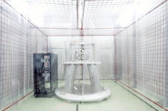 A dust sheet shrouds the Archimedes experiment, which will try to weigh the virtual particles that fill empty space.