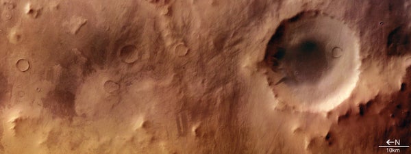 A crater in Mars's southern highlands.