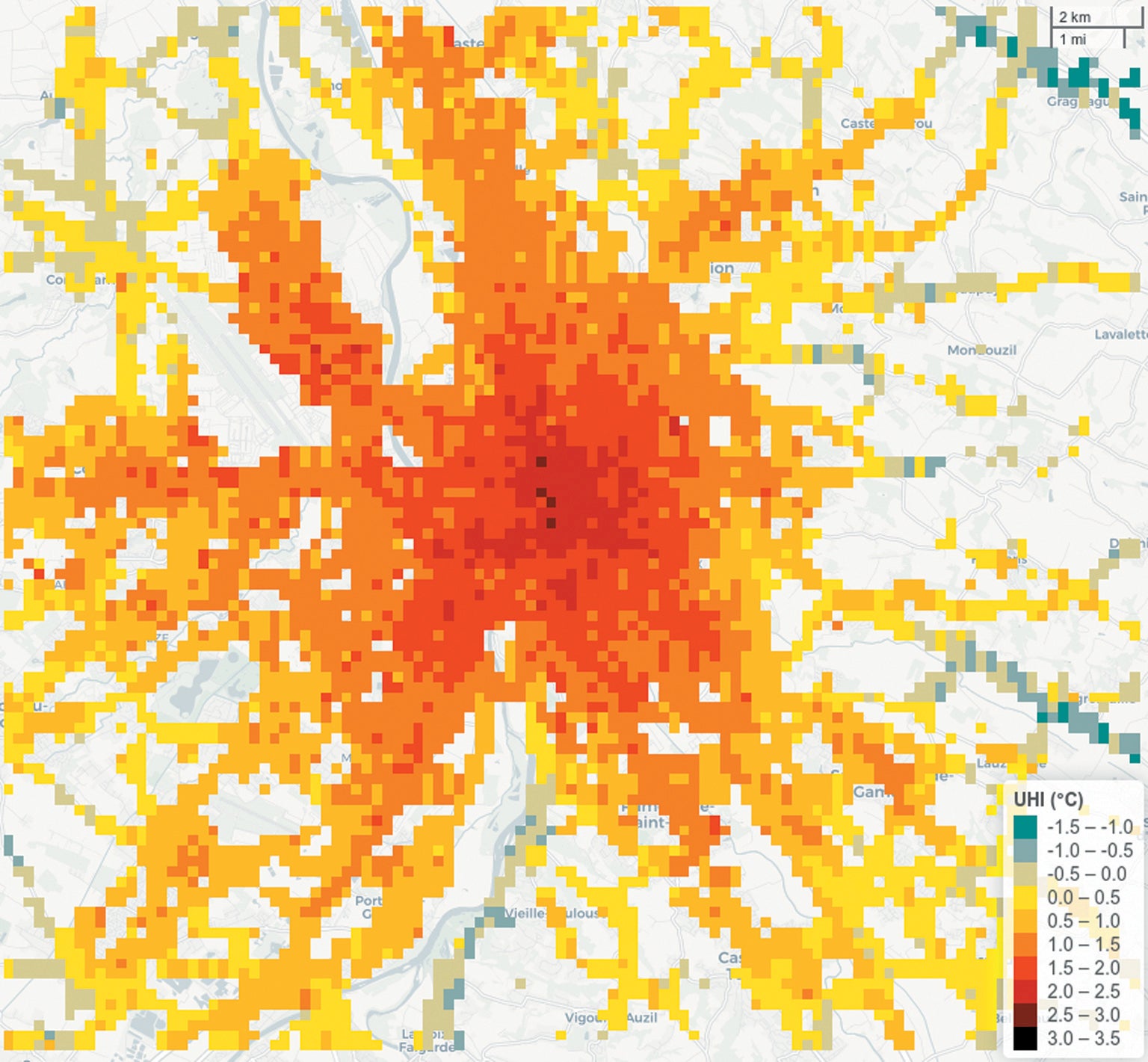 Heat map of Toulouse, France.