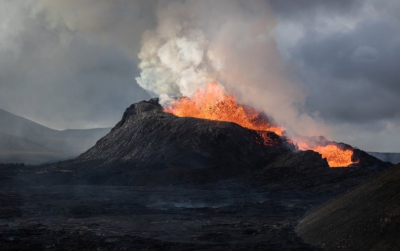 See Iceland Aglow in Volcanic Eruptions
