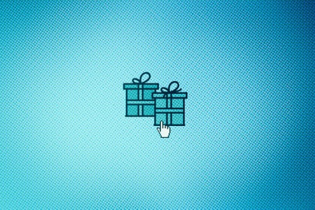 Close up of gift icons on computer screen