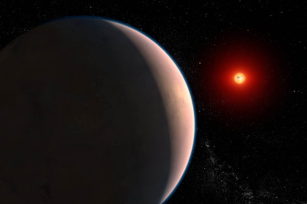 Large exoplanet orbiting a red dwarf star