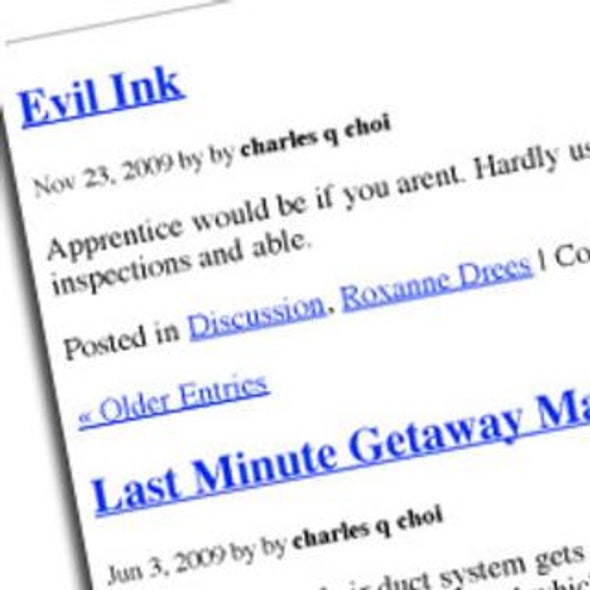 Evil Ink: A Robot Impersonator Opens a Blog to Post Spam from the Future
