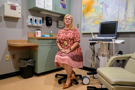 Julie Burkhart, co-owner of the Hope Clinic For Women, poses for a portrait at the clinic in Granite City, Illinois,