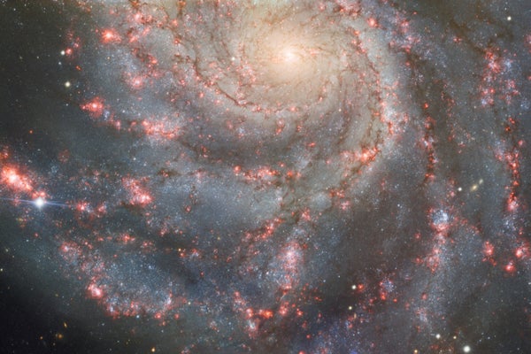 Gemini North nack on sky with dazzling image of supernova in the Pinwheel Galaxy