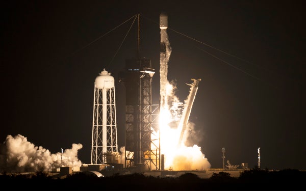 Nighttime rocket launch