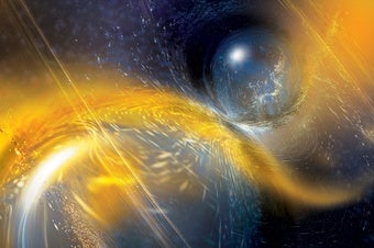 Illustration of two colliding neutron stars