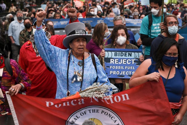 Climate activists at a rally