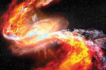 Two neutron stars spiral toward an explosive collision
