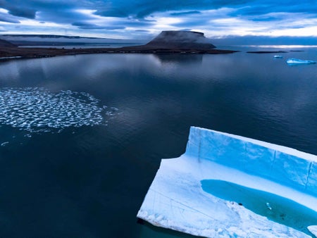 Aerial view of sea ice in ocean