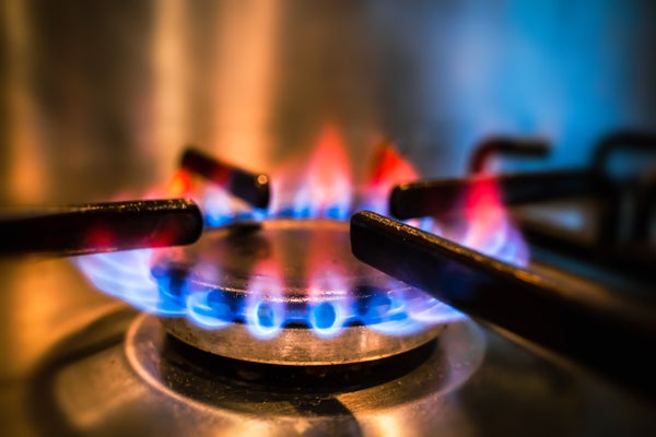 Close-up of flames on gas stove