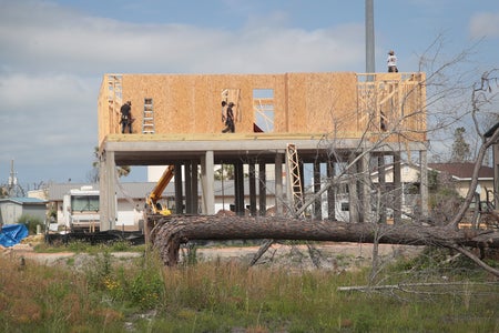 Home destroyed recovered with plywood