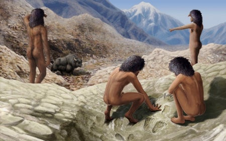 In new research an international team describe ancient hand and footprints made deliberately which they argue represent art.