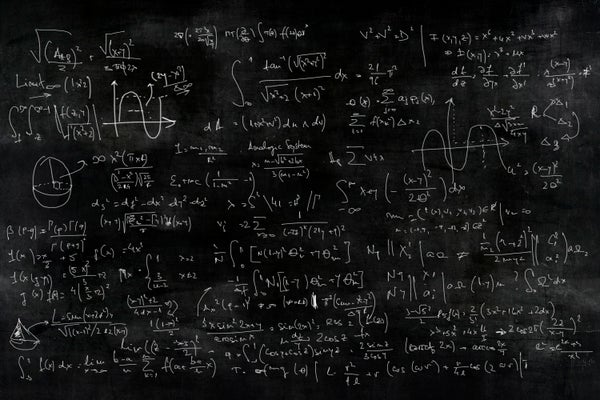 Mathematic equations on black chalkboard