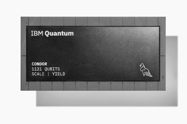 IBM's latest quantum-computing chip isolated on white.