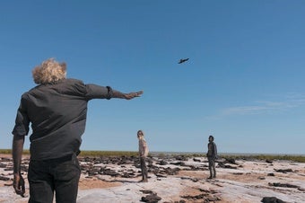 Aboriginal elders locate landmarks at Da Ayimeli.