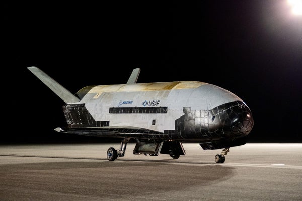 The X-37B Orbital Test Vehicle-6 on Shuttle landing facility