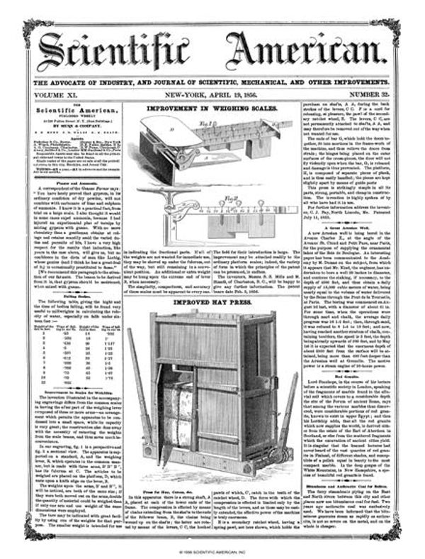 Scientific American Magazine Vol 11 Issue 32