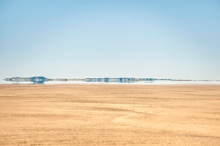 Mirage in the desert, near Aswan and Abu Simbel, Egypt.