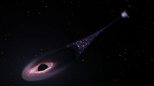 Astronomers Spy a Giant Runaway Black Hole's Starry Wake