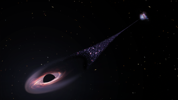 Astronomers Spy a Giant Runaway Black Hole's Starry Wake