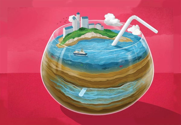 Illustration of a city within a fishbowl.