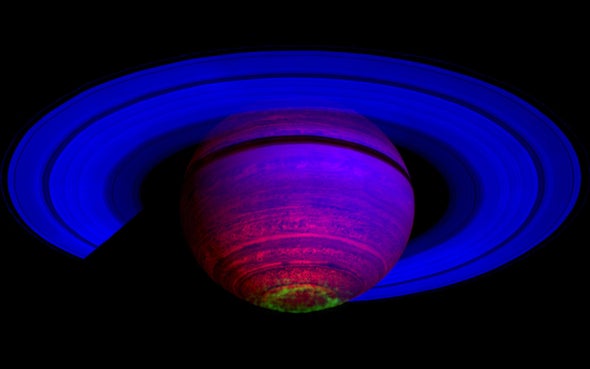 Saturn's infrared auroral glow, made colorful