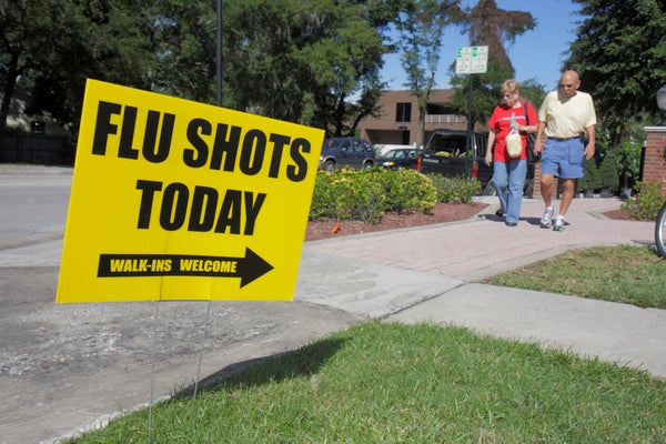 Sign for flu shot vaccine