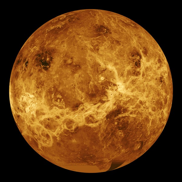 A radar image of Venus.