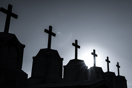 Headstone and cross tombstone cemetery