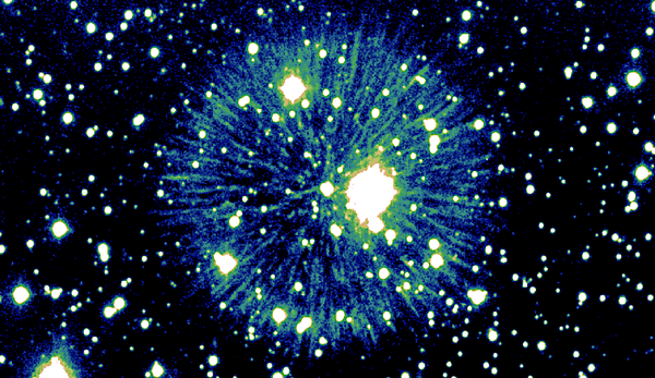 Researchers imaged Pa 30's fireworks display using an optical filter that is sensitive to sulfur.