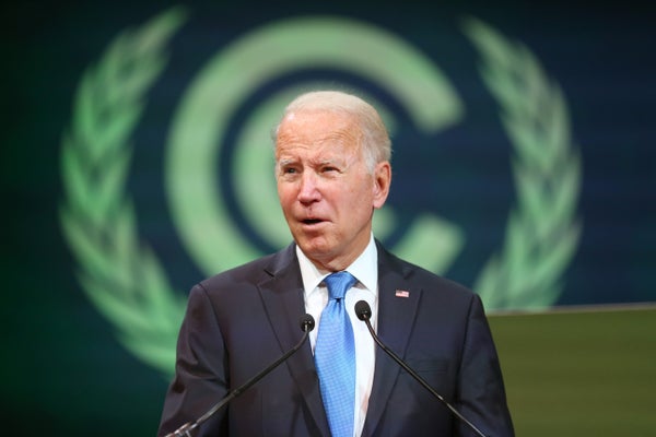Joe Biden on stage speaking.