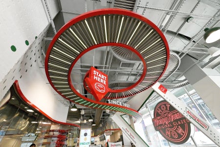 Interior of a doughnut store.