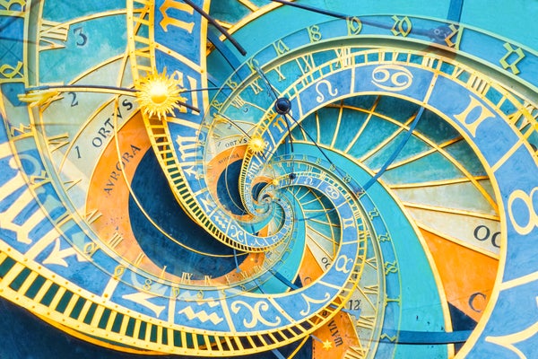 Abstract background based on Prague astronomical clock.
