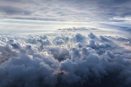 Puffy clouds viewed from above.