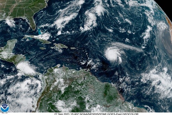 Satellite view of Hurricane Sam.