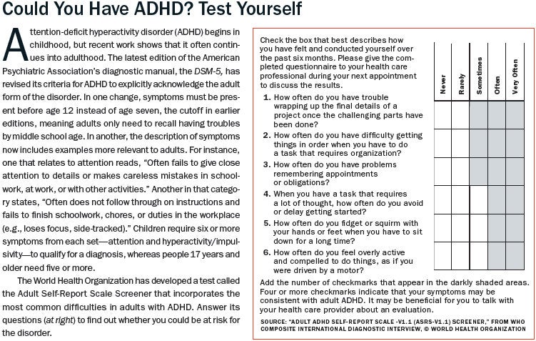 attention deficit disorder test