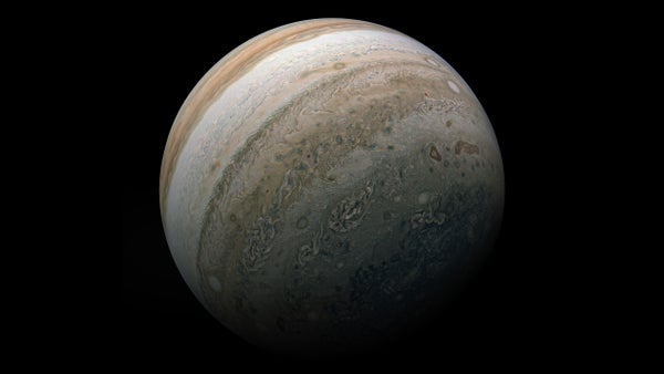 Jupiter's southern hemisphere is shown in this image from NASA's Juno mission.