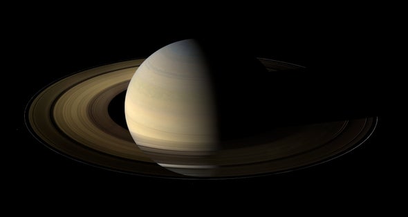 Cassini spacecraft panorama of Saturn at equinox yields unique view of rings