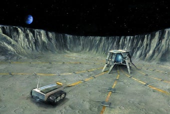 Artist depiction, radio telescope on the moon