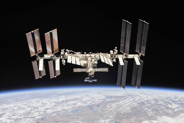The International Space Station seen from space.