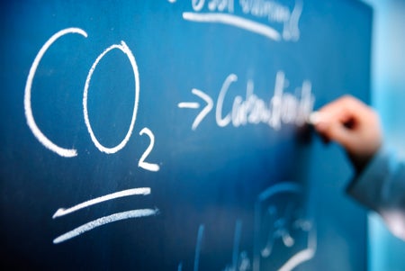 CO2 written on a blackboard